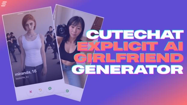 An image of a girl and a man with the text cutechat romantic girlfriend generator.