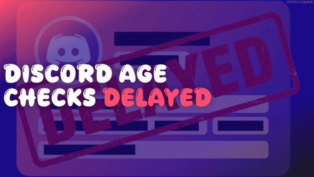 Illustration of a Discord age verification process with a "delayed" stamp, highlighting recent issues and delays in implementing age checks amid user feedback and concerns.