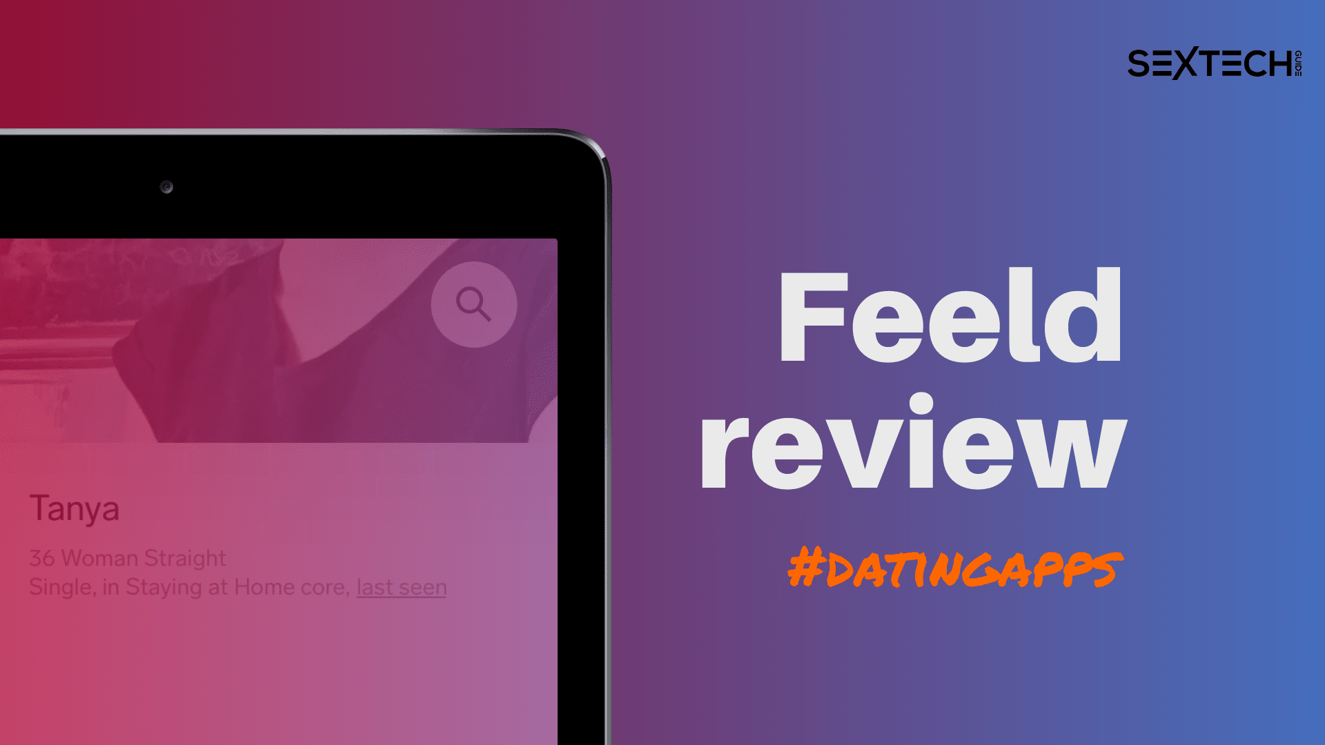 A tablet showcasing the Feeld review for the popular Feeld dating app.