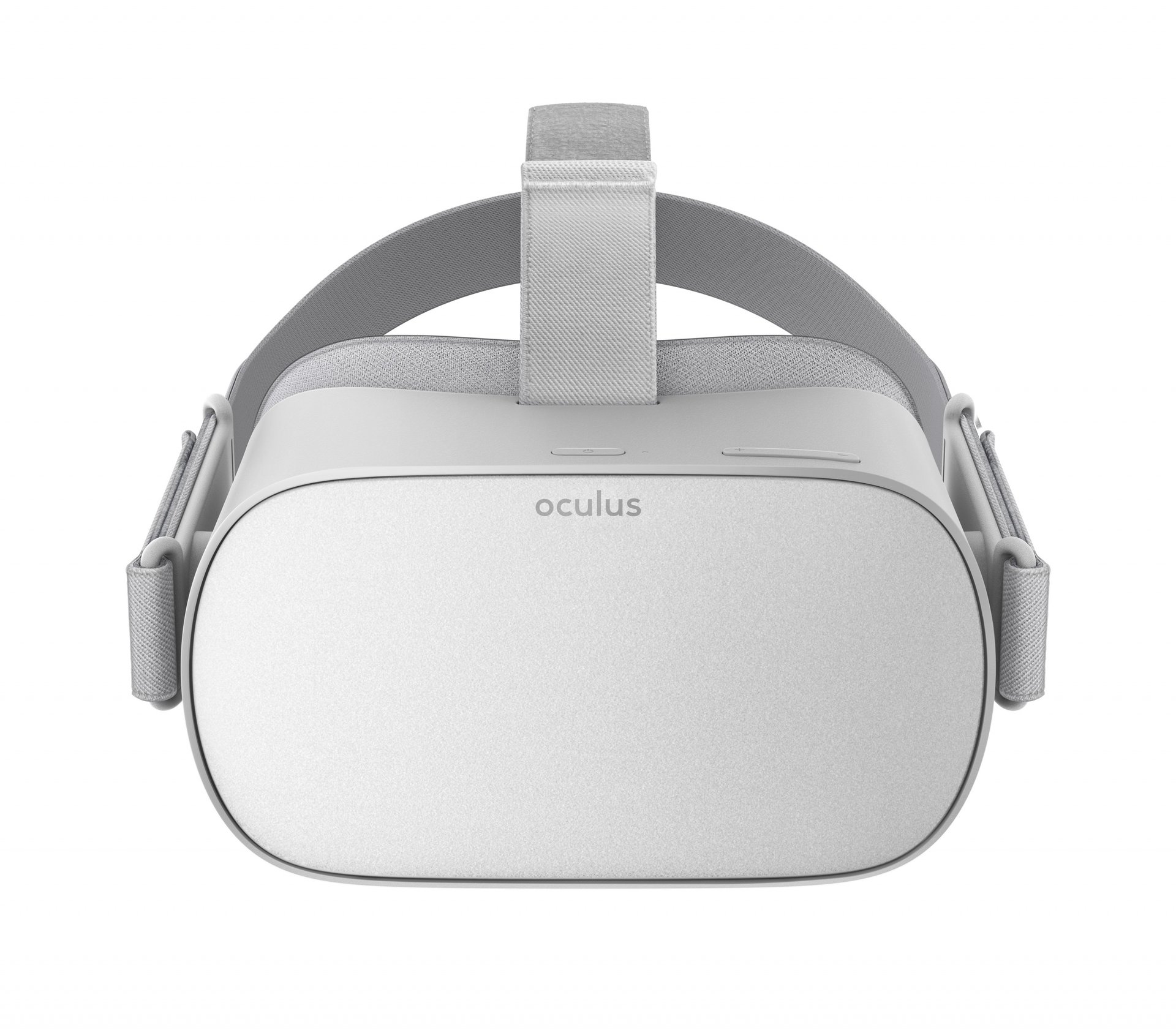 An Oculus GO VR headset on a white background.