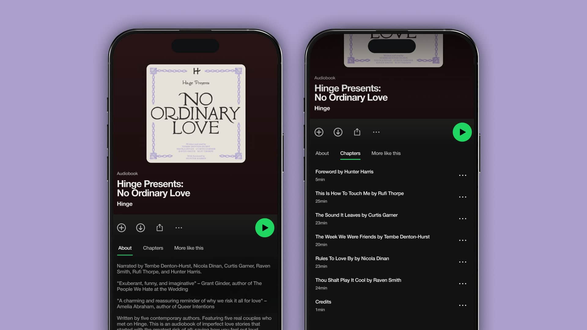 Hinge No Ordinary Love audiobook grab Hinge Presents: No Ordinary Love audiobook on Spotify