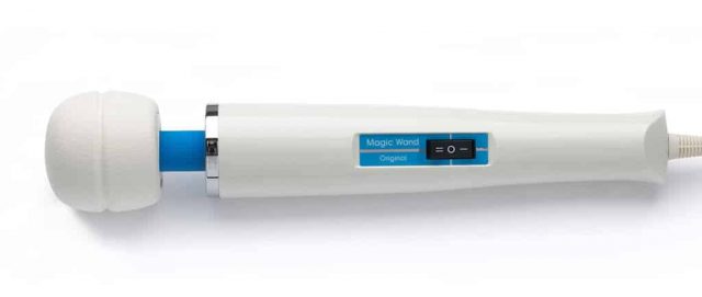Blue electric massager on a white background.