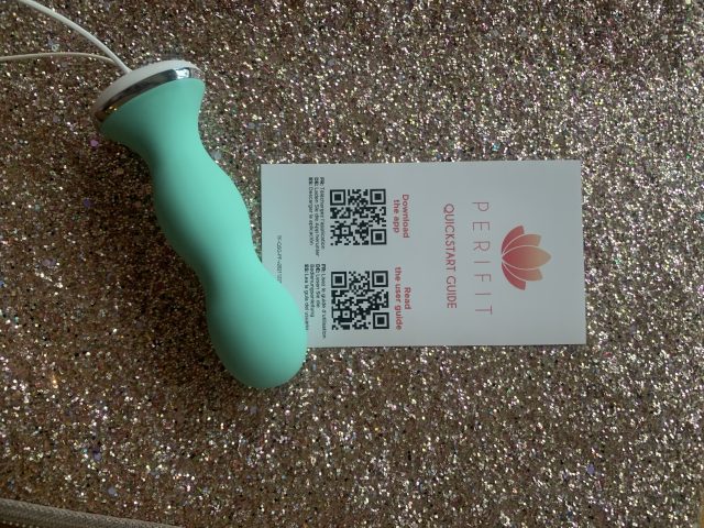 A glittery qr code showcases the Perifit kegel exerciser.