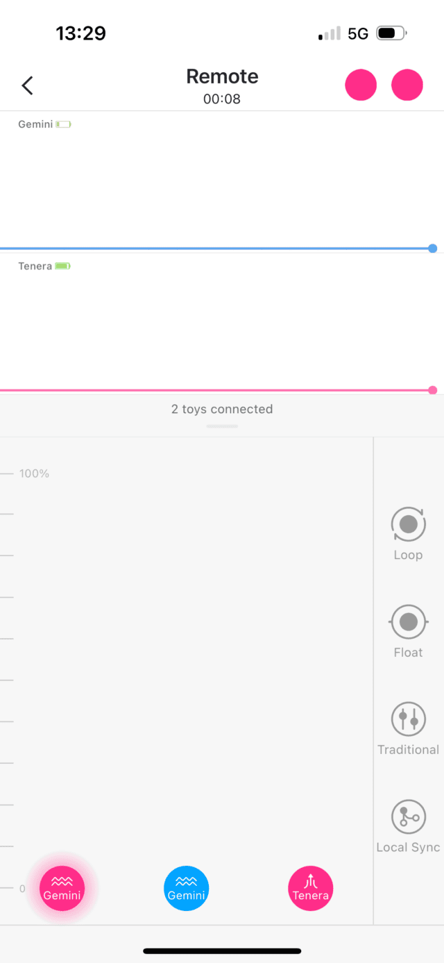 Syncing remote control app with sex toys, sextech device, app interface showing connected devices, sexual wellness technology, sextech innovation.