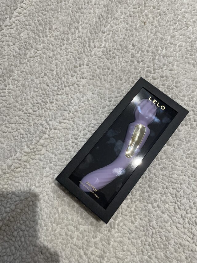 Soft purple double-ended vibrator in sleek black packaging, designed for enhanced pleasure and versatile stimulation, perfect for exploring adult intimacy and pleasure enhancement.