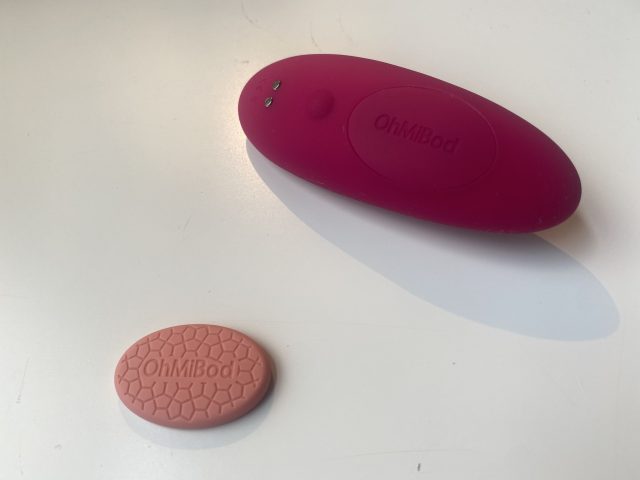 Wireless remote control vibrator with OhMiBod branding for enhanced pleasure and versatile use, featuring gentle vibration settings and user-friendly operation.