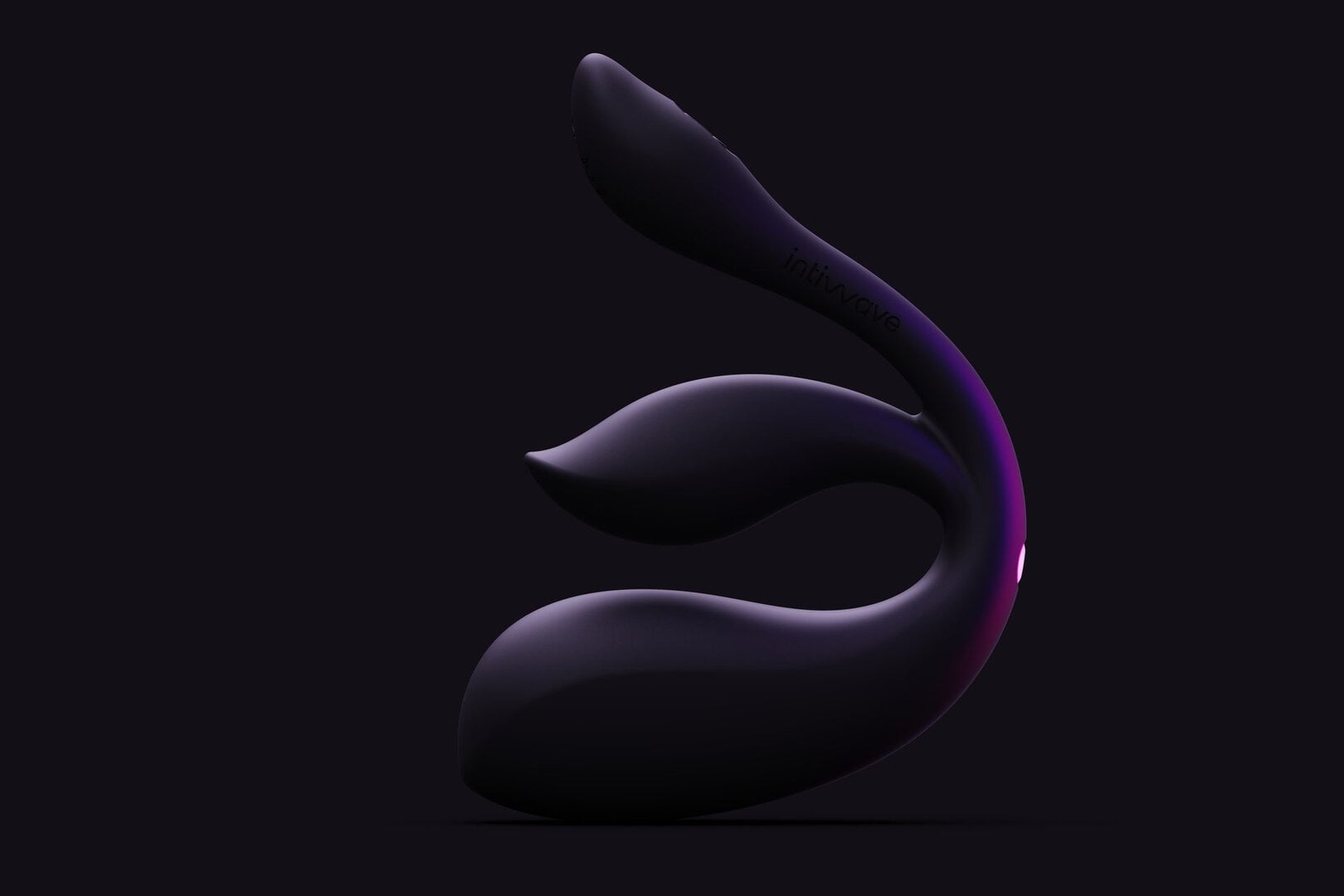 Intiwave Duet render Render of the Intiwave Duet vibrator in dark purple against a black background