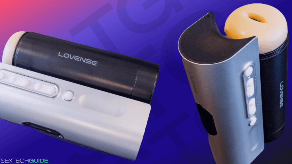 L scantion of modern Lovense sex toys with sleek white and black designs, highlighting innovative adult pleasure technology.