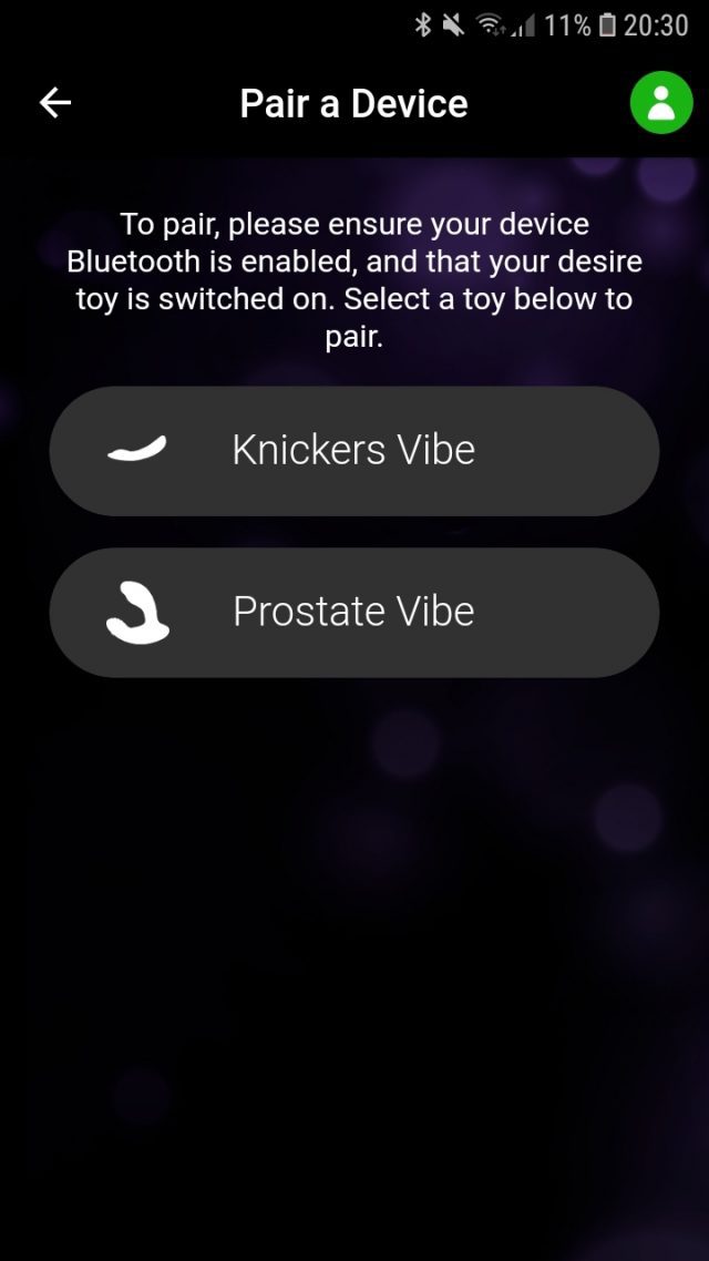 Pair a Desire Prostate device- screenshot.