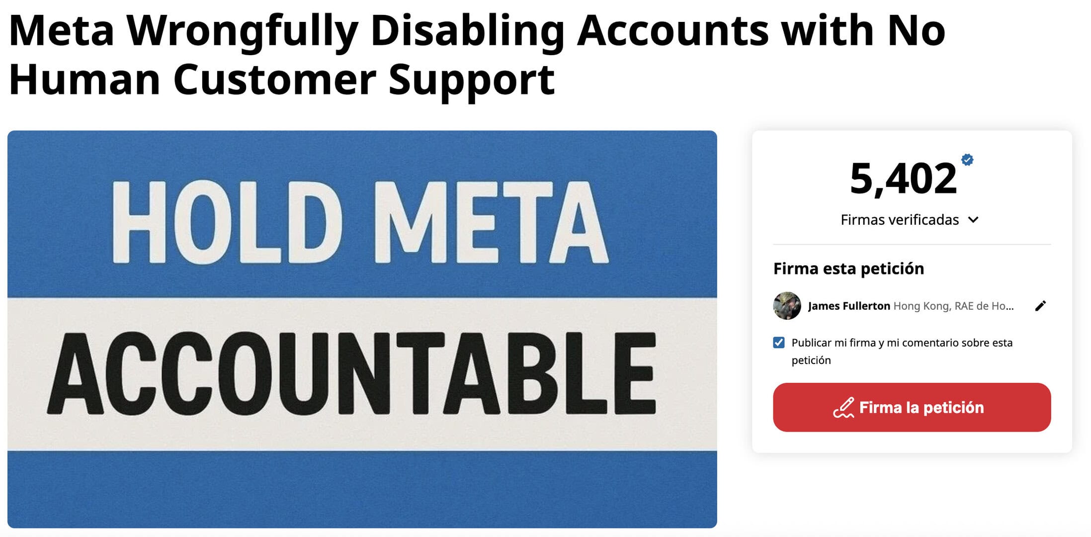 Meta petition