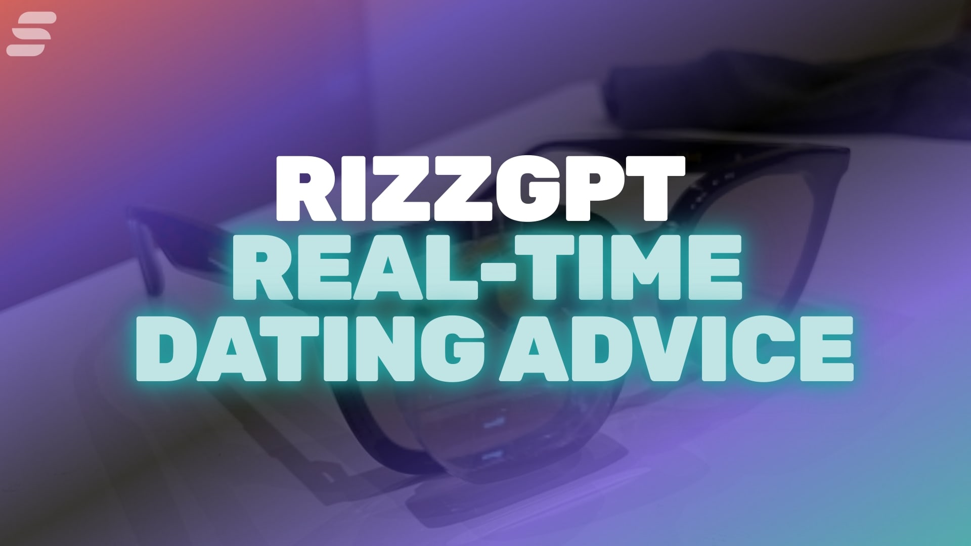 Glasses with neon light overlay, futuristic style for dating advice website featuring real-time RizzGPT technology, vibrant and modern digital visuals for sextech and dating innovations.