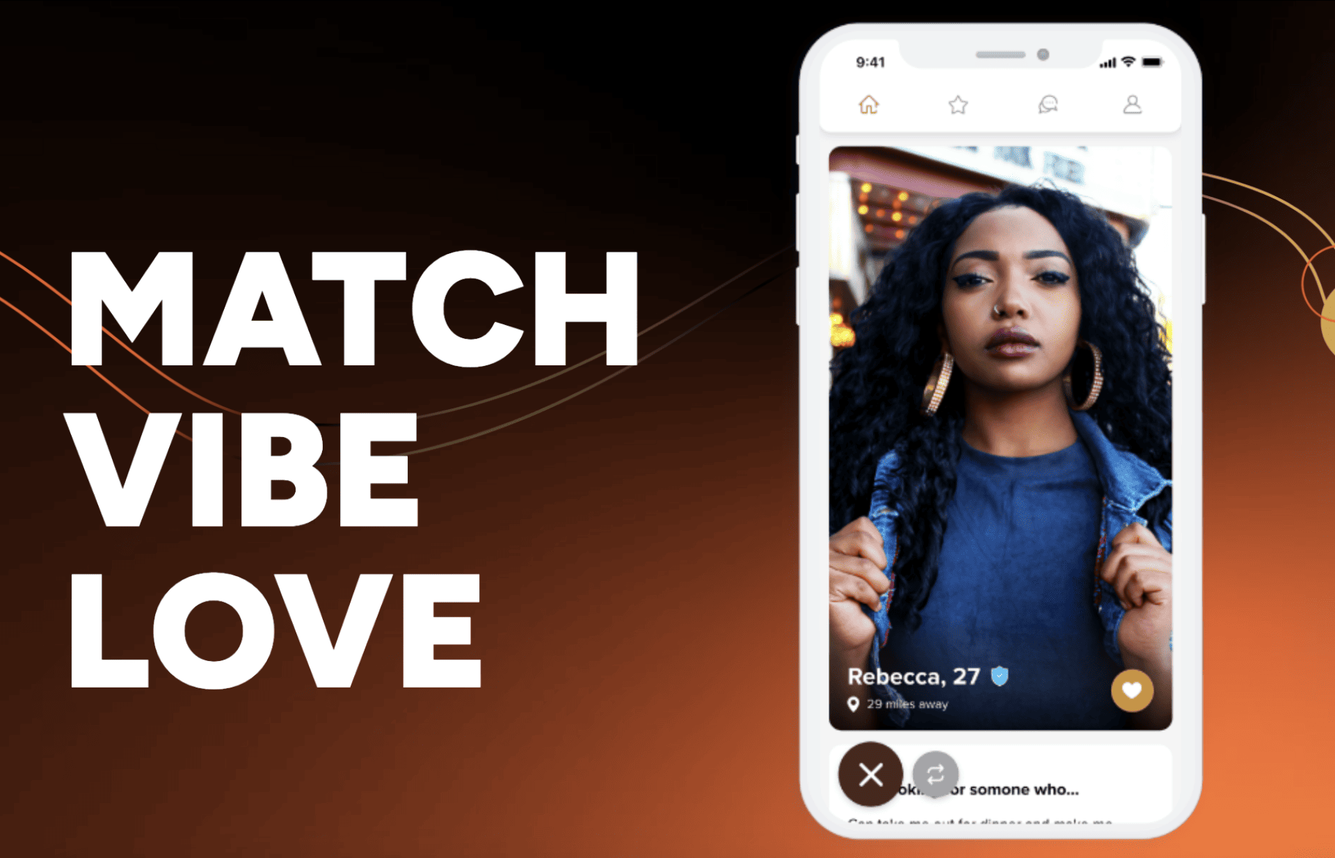 Dating app screenshot matching vibe.