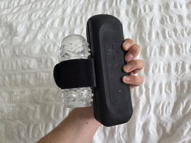 The Handy 2 Pro held up with clear sleeve
