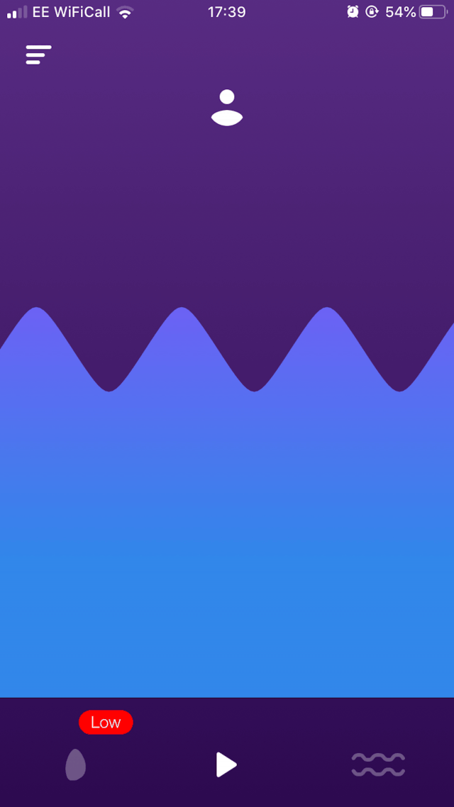 A purple and blue screen with a wave on it, inspired by the WeVibe Wish.
