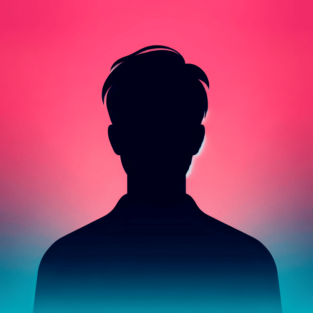 Silhouette of a person against a pink and blue gradient background, representing privacy and anonymity in sextech and adult toy exploration.