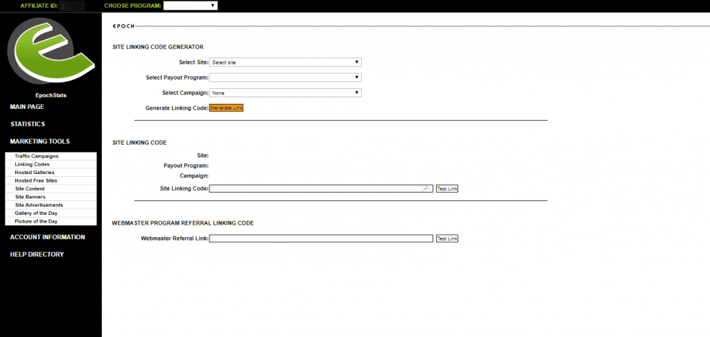 A web page screenshot featuring a green screen, as viewed on EpochStats.