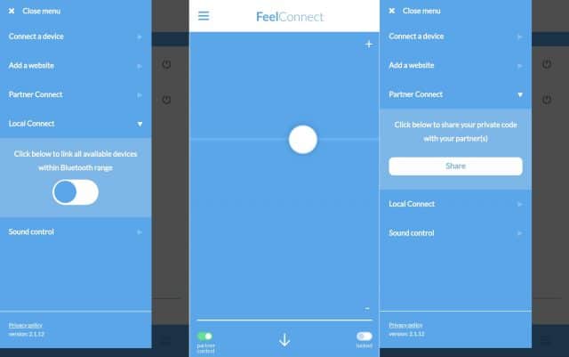 A screenshot of the Kiiroo Esca2 mobile app with a button on the screen.