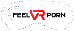 The image shows a logo with the text "FEEL VR PORN" in bold, with "VR" highlighted in red, indicating a focus on virtual reality adult content.