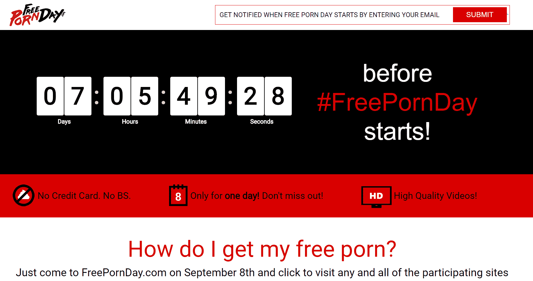 Brace yourself for free sex on freepornday - think the internet already has enough.