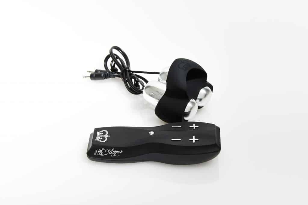 A corded remote control with a bass bullet, providing a hands-free orgasm experience.