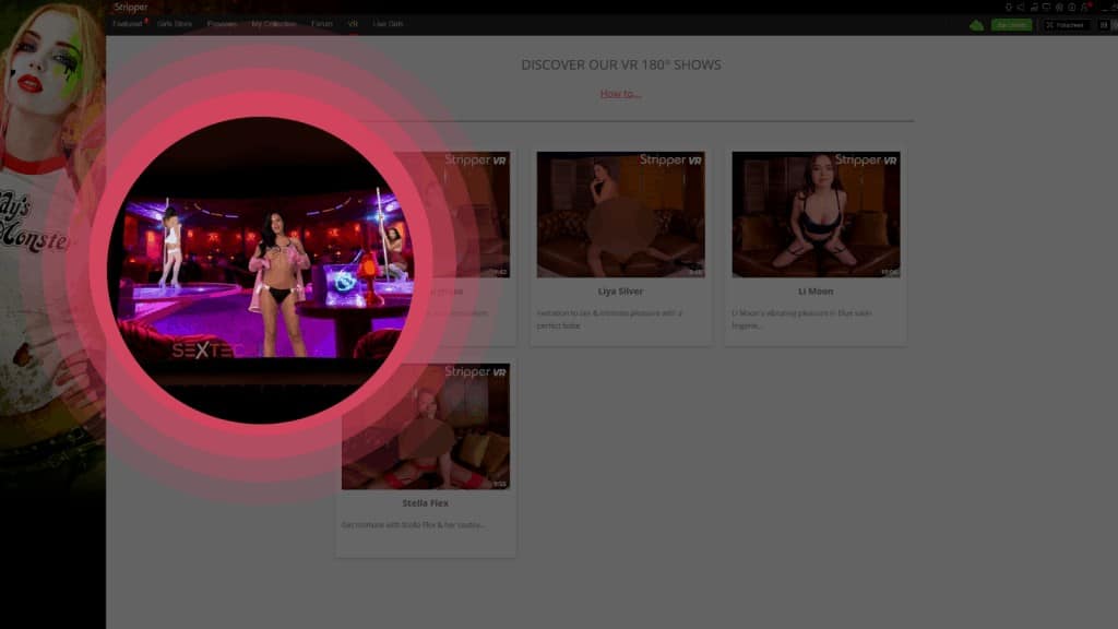 A screen shot of a website showcasing iStripper VR, featuring a woman in the picture.