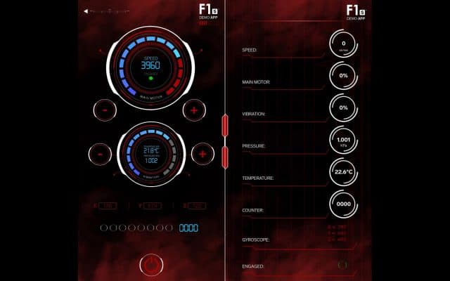 A screenshot of a red and black background on the Lelo F1s.