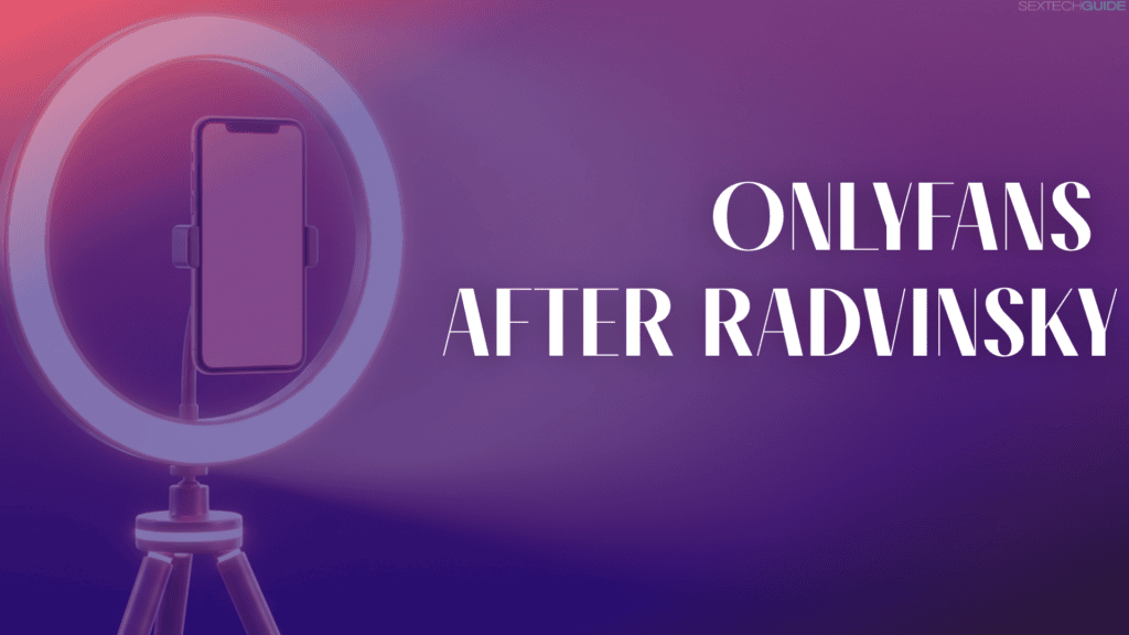 A smartphone on a tripod with a neon ring light, symbolizing the evolving landscape of OnlyFans following Radvinsky's acquisition and its impact on content creators.