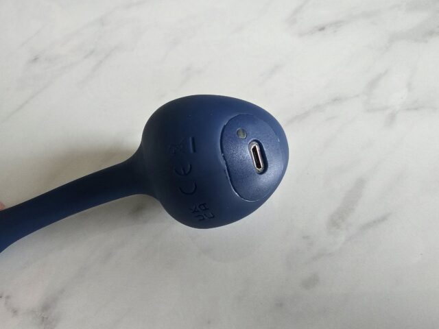 Wireless Bluetooth vibrator device for intimate pleasure, rechargeable USB-C port, discreet design, modern adult toy for personal wellness, innovative sextech product.