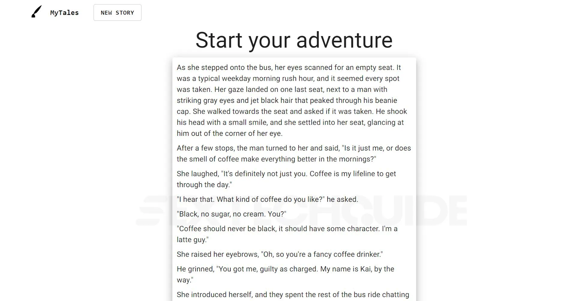 A screen shot of a website with the words "start your adventure" prominently displayed.