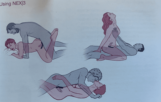 A picture of a couple in an intimate position.