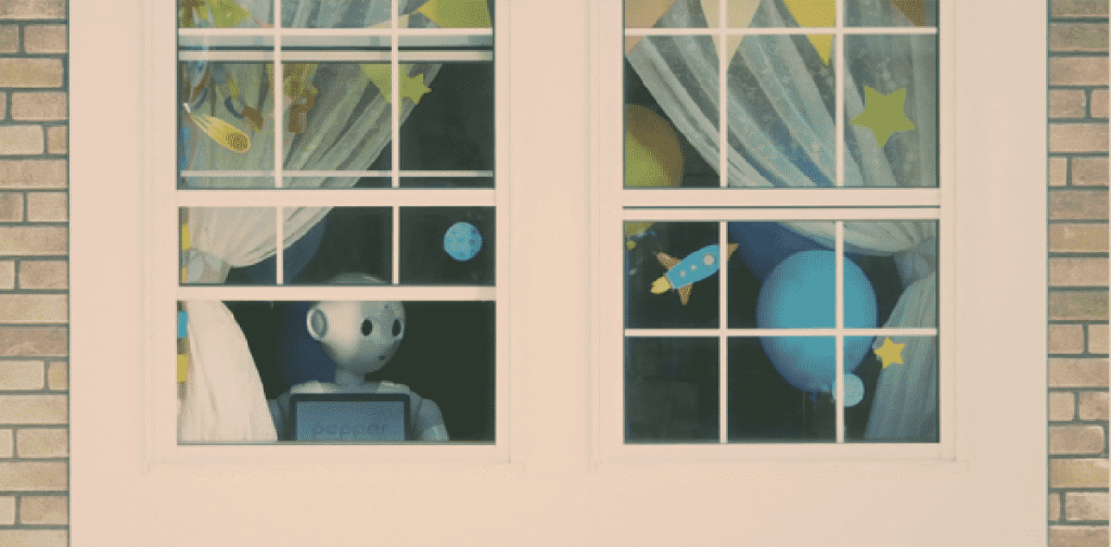 A window displaying a robot, but your sexbot is safe from taxes imposed by the EU.