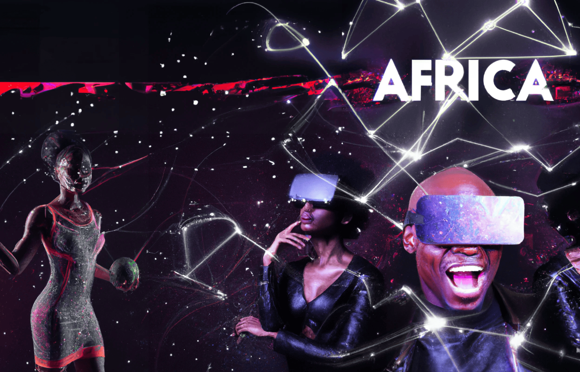 A group of people envisioning a pleasurable future of sextech in Africa while wearing VR glasses.