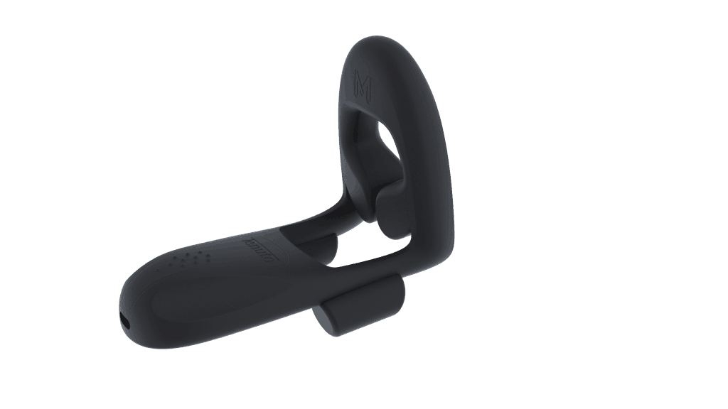 A black MysteryVibe Tenuto holder with a handle on it.