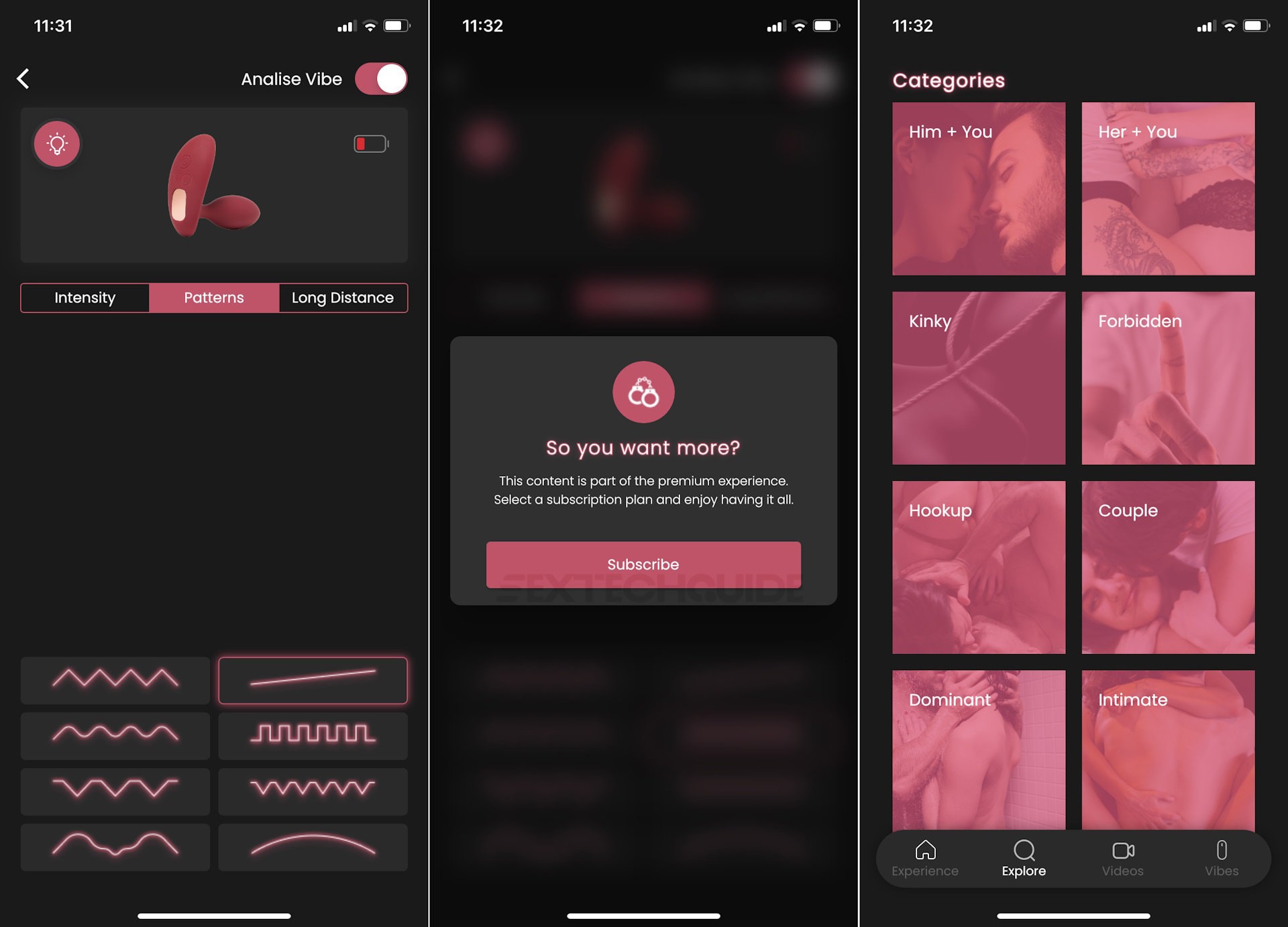 A screen displaying a woman's sex app on an iPhone, designed specifically for enhancing intimate experiences.
