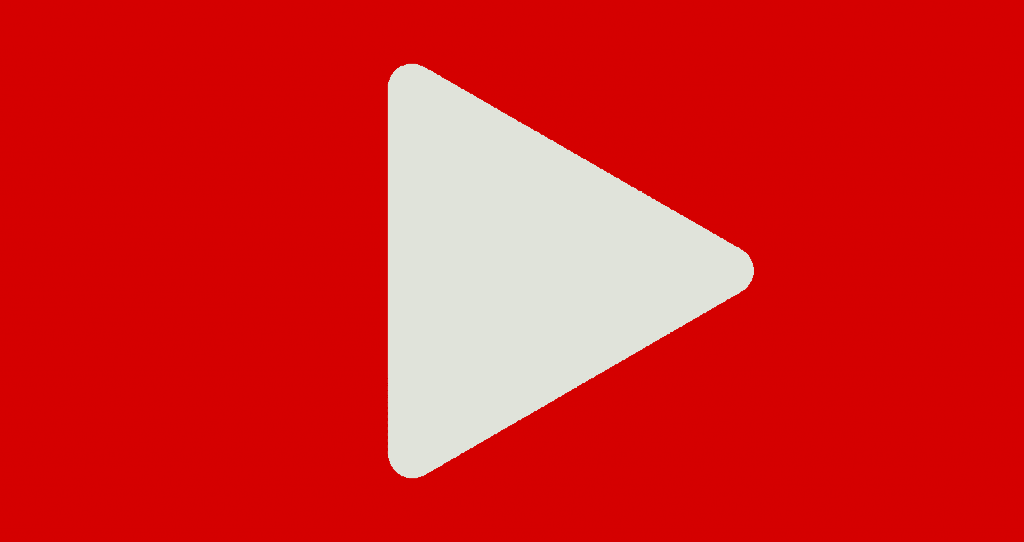 A white play button on a red background representing YouTube.
