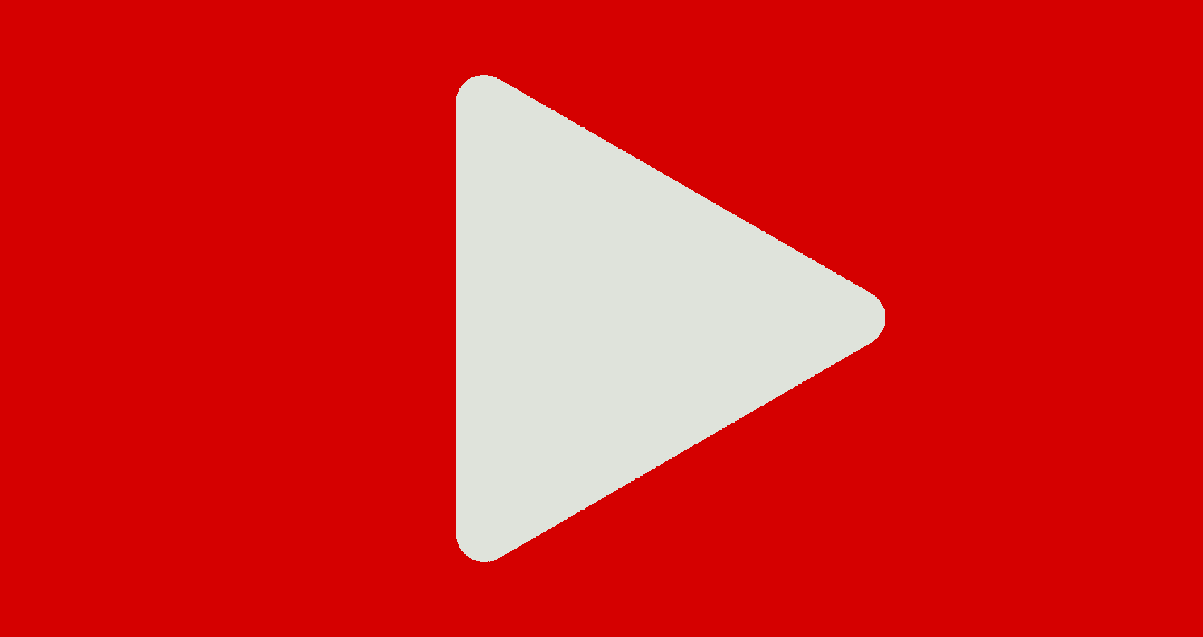 A white play button on a red background representing YouTube.